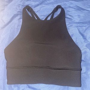 LULULEMON Highneck Longline Bra. Size 4, black.